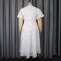 african plus size round neck lace puff sleeve dress high waist silma swing banquet evening dress dress