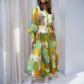 cross-border european & american women's clothing - summer maxi dress with lantern sleeves and printed holiday style - style 661