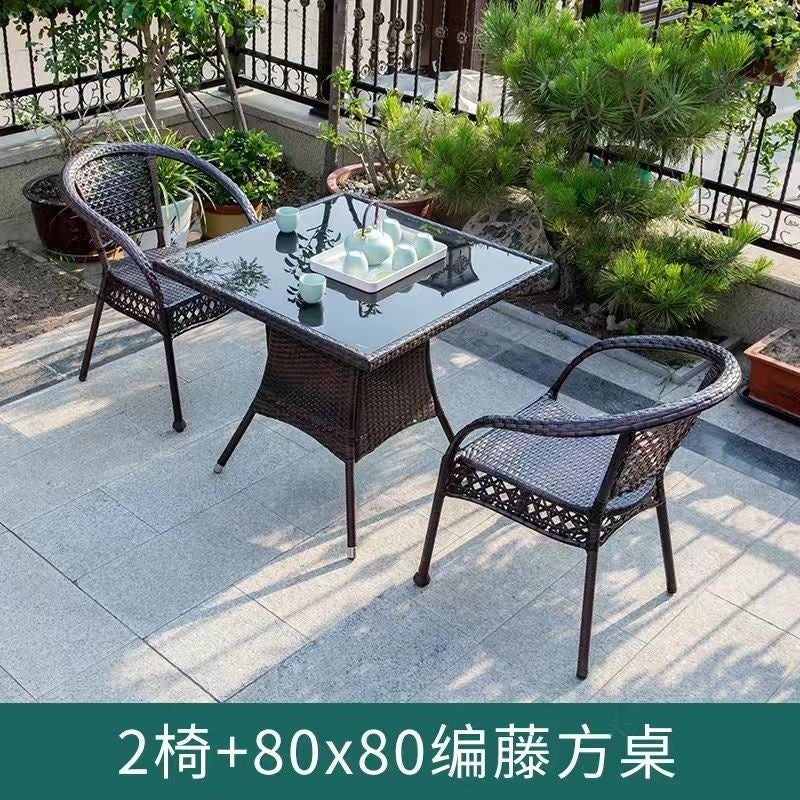 Three-piece rattan chair set casual tea table courtyard rattan outdoor table and chairs balcony tea table and chairs balcony casual table and chairs