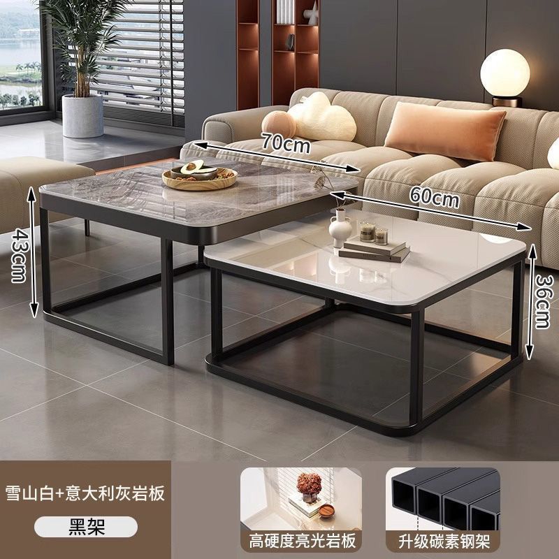 Rock slab coffee table for home living room small apartment coffee table casual modern new arrivalclassy glass retractable storage tea table