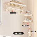 Milky white towel rack [3-piece set c] double folding with row hooks