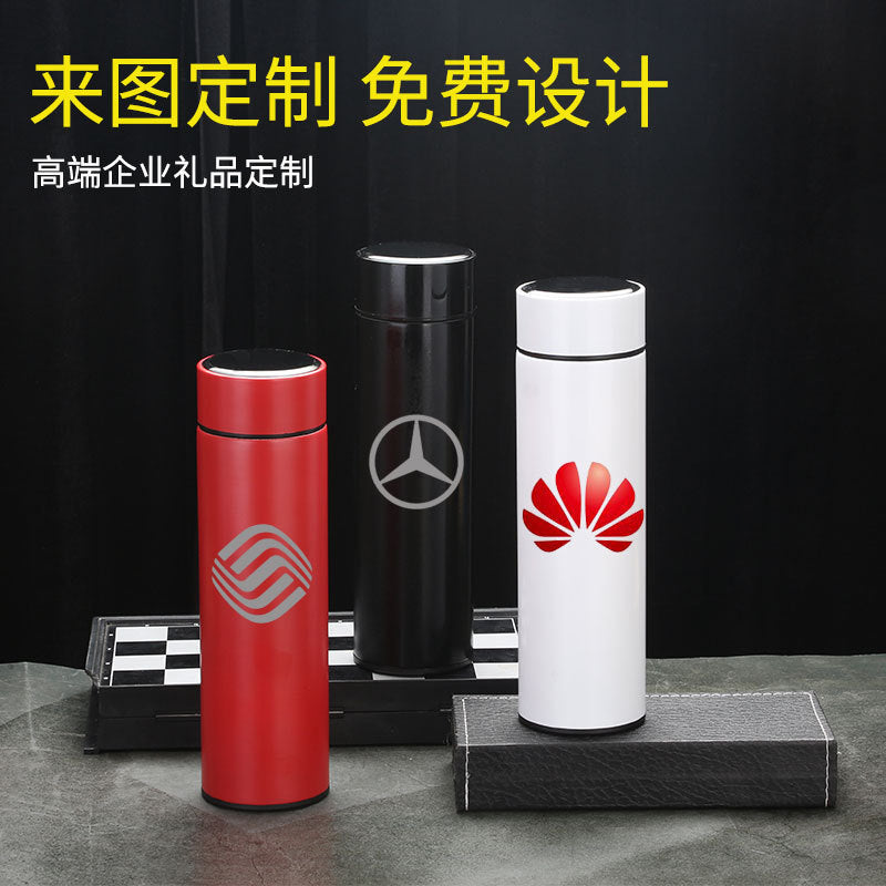 Digital display 316 stainless steel thermos - smart temperature monitoring, straight cup design, business gift, promotional water bottle with custom logo