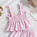 girls' summer outfit: new european and american style, toddler and child suspender top and shorts, fashionable striped two-piece set