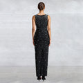 C7117 cross-border   fashion women's hotfix rhinestone u-neck sleeveless bodycon mini dress