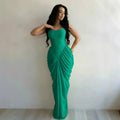 exclusive supply of fashion suspender long skirt, waist-cinching chiffon pleated hip-hugging dress, party dinner dress