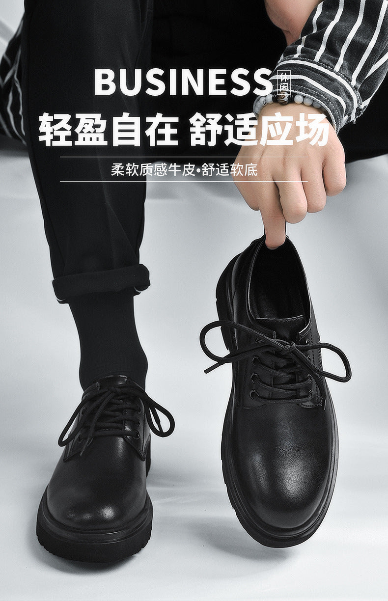 Men's shoes: new 2026 spring collection - british style black leather casual shoes, men's business formal oxfords, square toe work shoes, trendy footwear