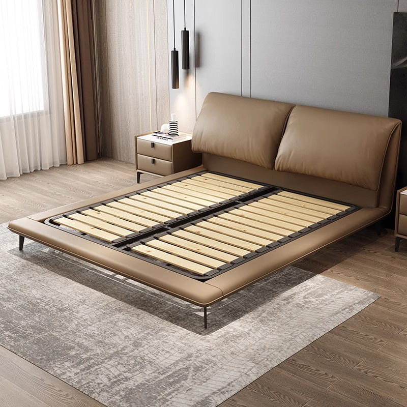 Italian light luxury modern casual small elephant ear bed master bedroom fabric double bed genuine leather wedding bed soft bag bed wholesale