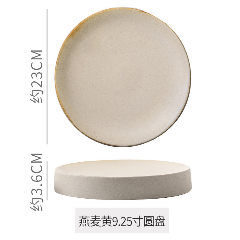 Stylish high-looking clay western food snack round plate restaurant hotel for home pastry dessert plate classy plate