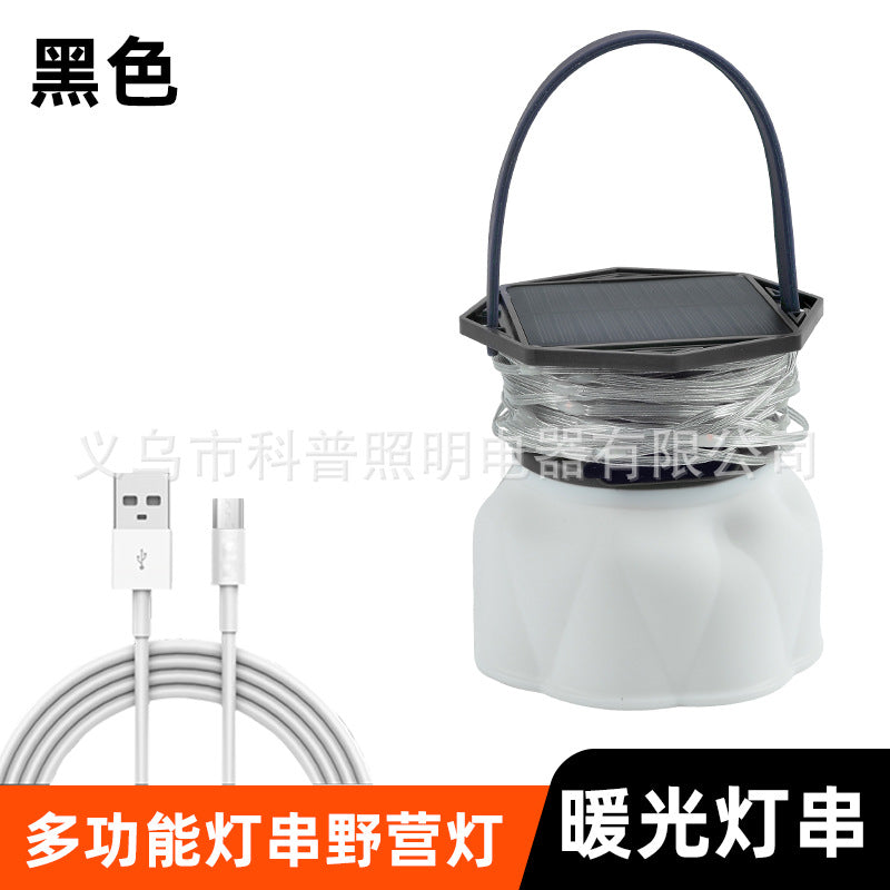 Cross-border new solar outdoor lighting camping light tape measure storage LED camping light string tent emergency atmosphere