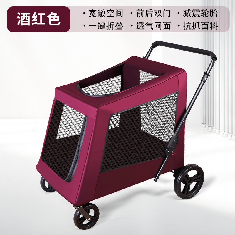 Multi-functional pet stroller for medium to large dogs - outdoor travel, large capacity, portable, foldable, cross-border dog cart