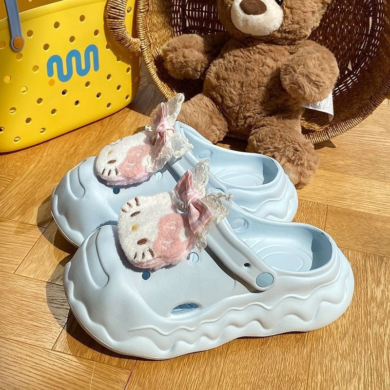 Thick sole heightenedcute cartoon shirley rose crocs women's 2026 summerfashioneasiest for match stepping on shit toe slippers