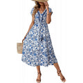 Amazon chic floral dress - women's  summer new arrival: loose a-line casual v-neck beach dress