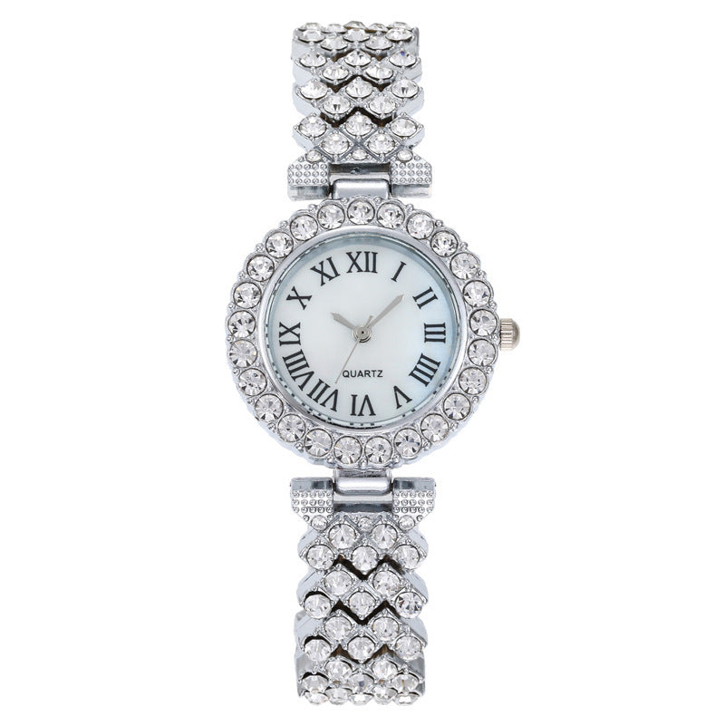 Hot-selling, trendy roman numeral diamond-studded women's watch, quartz movement, bracelet-style wristwatch for women, direct from the manufacturer, in stock