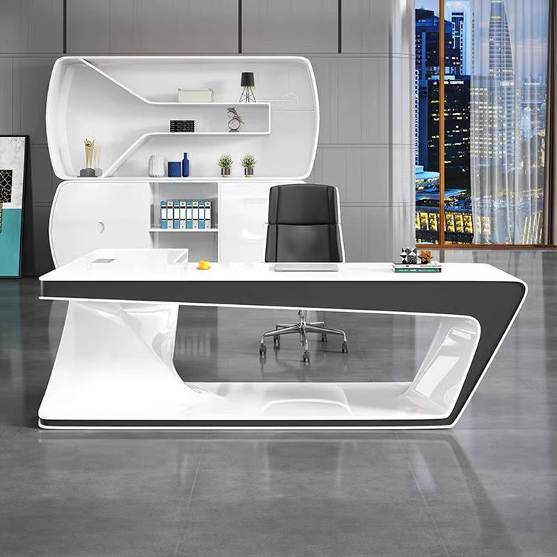 Designer lacquered executive desk - modern, stylish office desk for managers and executives - creative, tech-forward executive office table