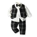 Wholesale children's gentleman outfit: new spring plaid vest set for boys - perfect for birthdays and first birthday celebrations