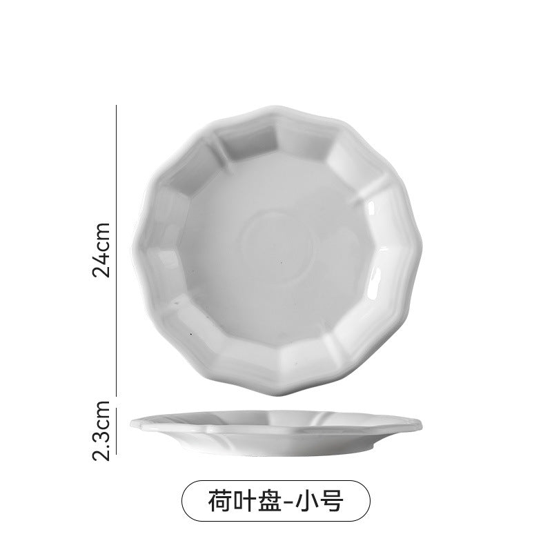Creative hotel ceramic dinnerware set - unique restaurant & home use - pure white minimalist ceramic plates - western dinner plates - white porcelain serving dishes