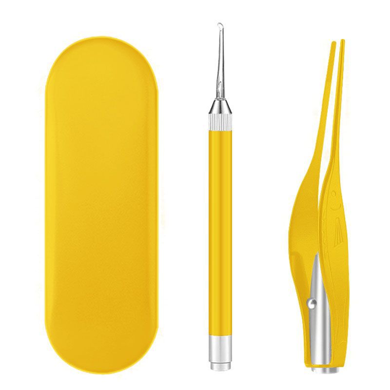 Kids' light-up ear spoon set - baby ear cleaning kit with visual ear wax removal tweezers
