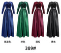 African dress women's european and american  cross-border hot style autumn and winter fashion deep v velvet long sleeve flared maxi dress * includes belt