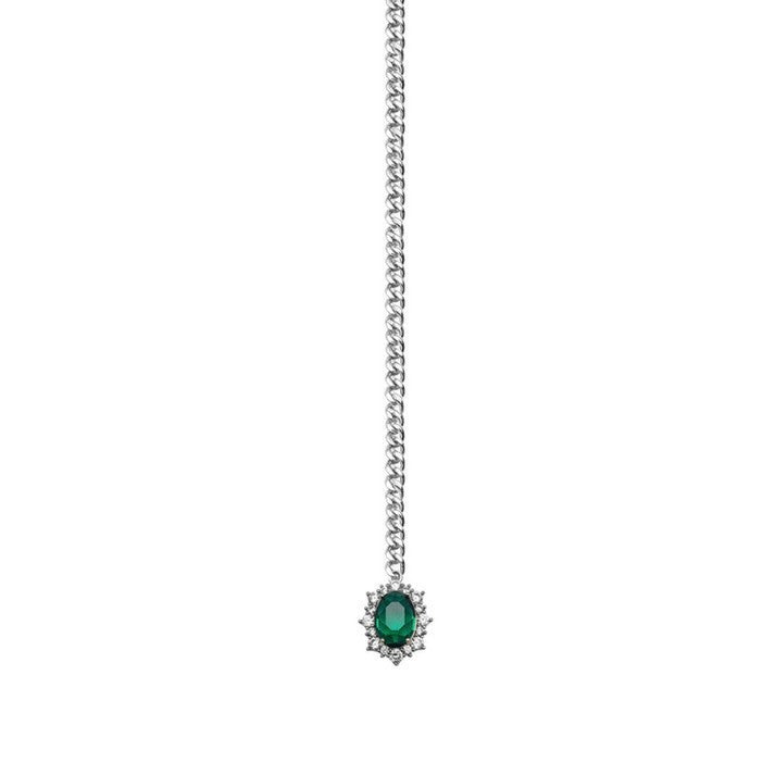 Women's heart-shaped slide chain necklace with detachable heart o-ring, gold cuban chain, and sparkling crystal pendant, adjustable