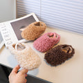 Vancahao girls' winter fleece-lined lambswool outdoor cotton shoes  korean style children's warm half-slipper fuzzy shoes
