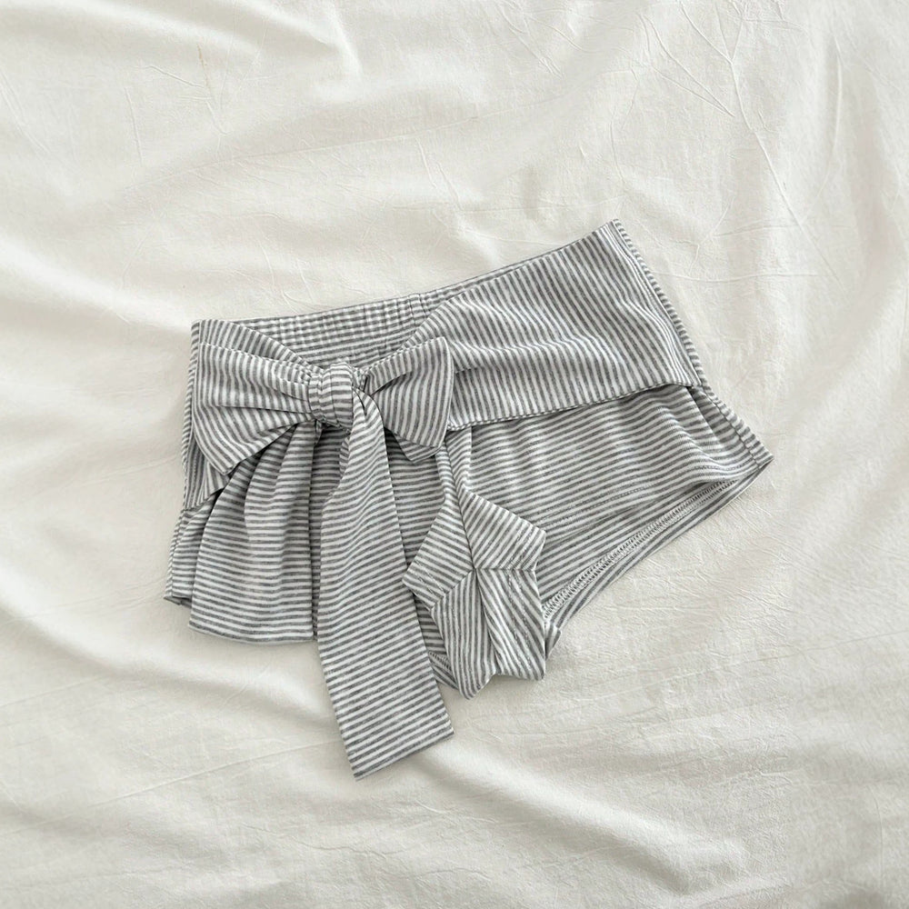 E2 - in stock - 95285#  us & europe hot girl low-rise striped bow casual summer women's shorts