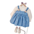 Autumn kids' dress cartoon baby chic princess cute faux two-piece new  girls' dress trendy