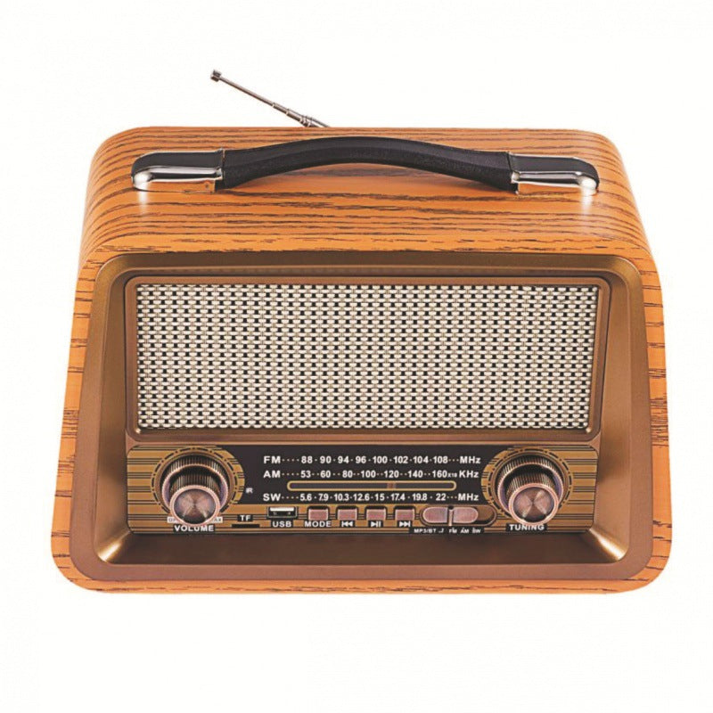 Manufacturer sells FM/AM/SW three-band retro Bluetooth card wooden box radio with MP3 playback