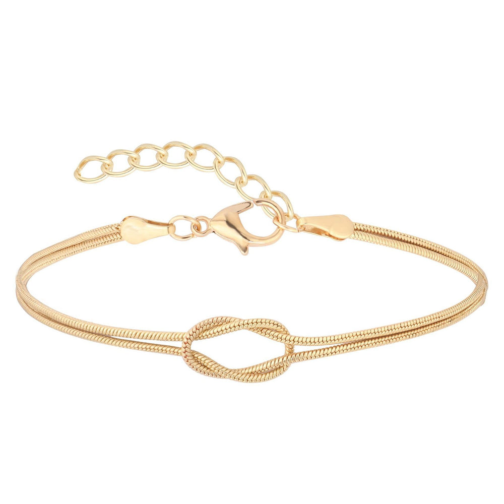 European and american new knotted snake bone bracelet, gold love knot infinity love couple bracelet, romantic chain