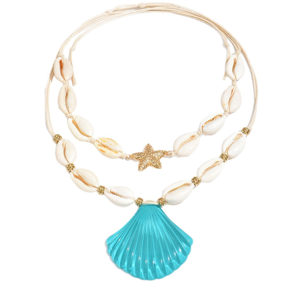 New arrival shell necklace wholesale fashion cross-border necklace bohemia beach style pendant women's double-layer design necklace