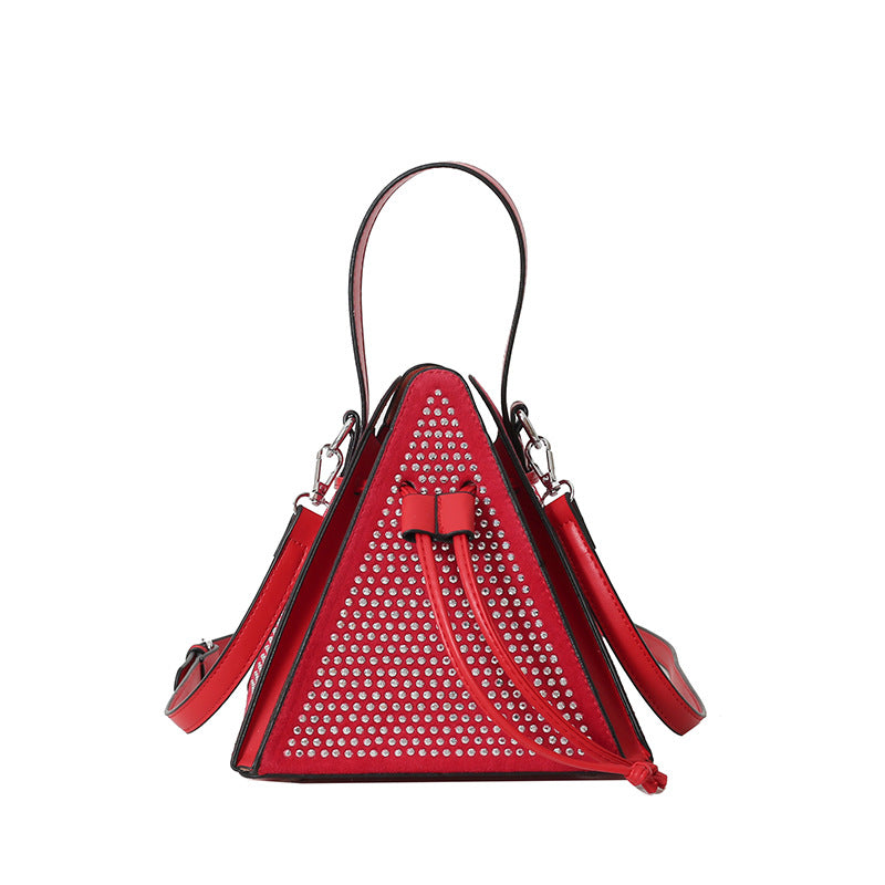 This year's popular women's bags: 2025 new korean-style fashionable studded, trendy, hand-held, crossbody, triangular small square bags