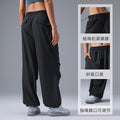 Loose straight-leg casual pants women's waist drawstring jogger pantsworkwear sports pants running fitness paratrooper pants d25087