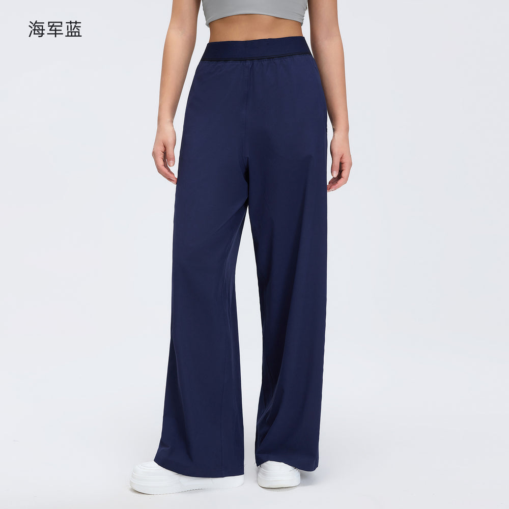Straight-legeasiest for matchcasual pants women's drape plaidloose pantshigh waistslimming look fitness sports pantsd26092