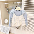 【dropshipping】girls' outfit  new baby lace camisole & floral print two-piece set - korean style