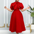 summer new european and american cross-border short-sleeve tie-up bowknot puffy ball gown european and american dress