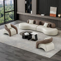 Business reception room negotiation area sofa lounge three-seater office coffee table top grain leather