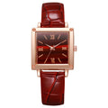 New fashion women's crocodile-embossed leather belt watch - square roman numeral quartz wristwatch for students (export model)
