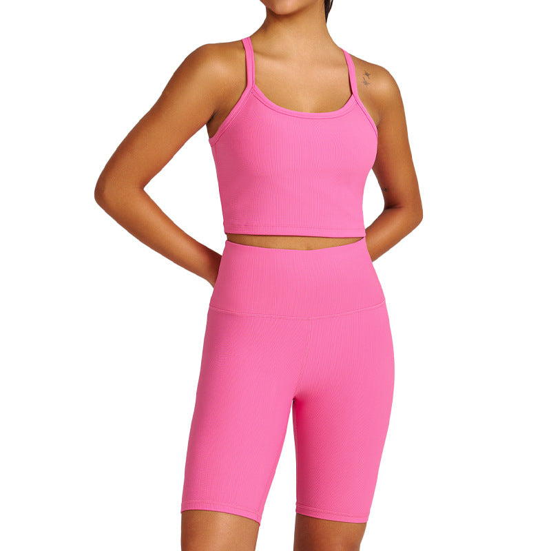 new arrival yoga clothes high waist hip lift tummy control slimming look sling beautiful back running sports intimates bra suit for women