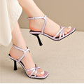 2026 summer new european and american style high heels - chic and fashionable square toe open back sandals - cross-border export stiletto heel women's shoes