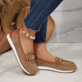 plus sizespring2026new arrivalthick sole round toe metal buckle low-top shoes fashioncasualplus size bean shoes