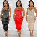 C5680 cross-border new arrivals: european & american women's apparel - , ,  - sexy rhinestone embellished cami dress for nightclubs