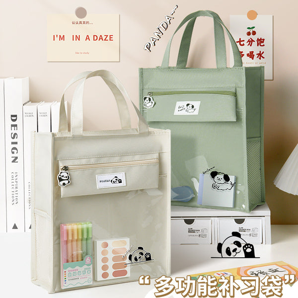 Tutoring bag Customized PVC transparent small gift Advertising logo Portable tutoring bag Primary and secondary school students carry book bags Oxford