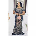 e-commerce: african , , round neck, elegant, private label, lace-trimmed, plus-size women's dress