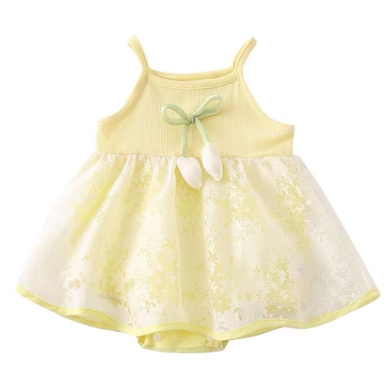 Baby summer thin clothes baby girl super cute princess skirt hundred days banquet outwear sleeveless dress trendy