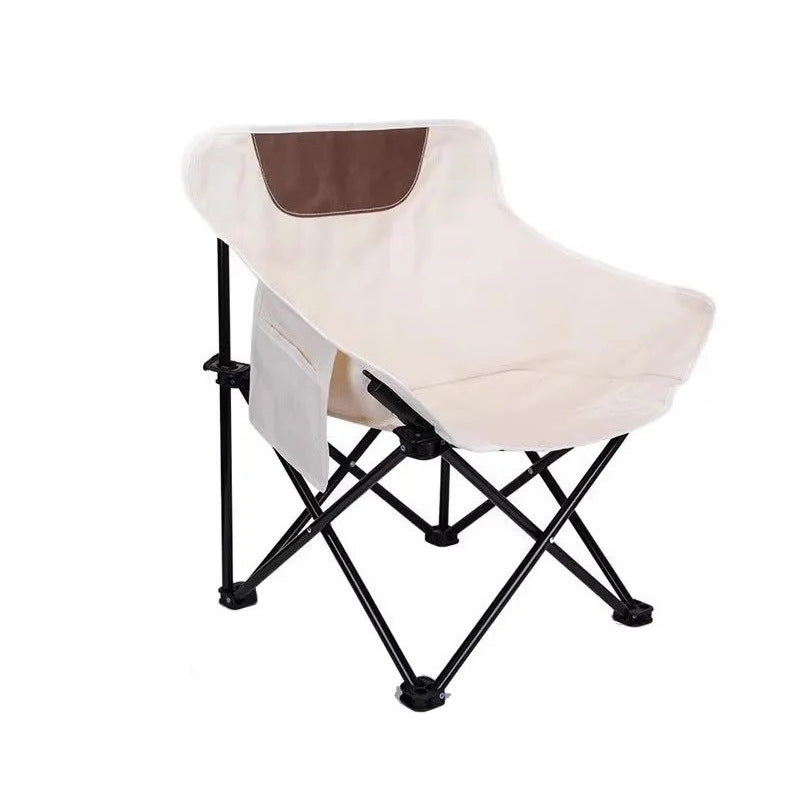 2025 Outside Folding Chair Camping Metal Modern Simple Fishing Stool Backrest Chair Portable Comfortable Moon Chair Wholesale