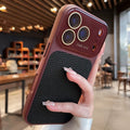 Suitable for iphone17pro lens large window lychee leather pattern mobile phone case apple 15 business case lychee pattern