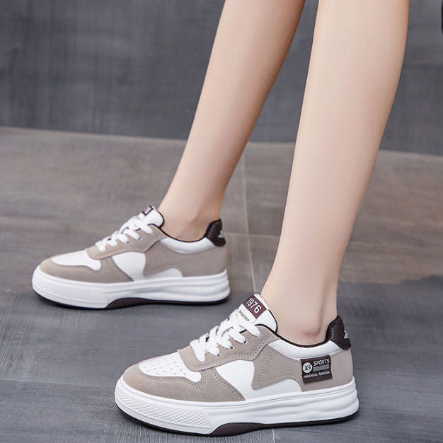 Board shoes women spring and autumn flat platform 2024 summer Internet celebrities ins tide Hong Kong style versatile leisure sports white shoes