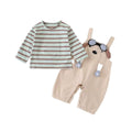 Spring outfit set for baby boys and girls: new stylish korean style two-piece set - includes a base layer top and overalls for infants and toddlers