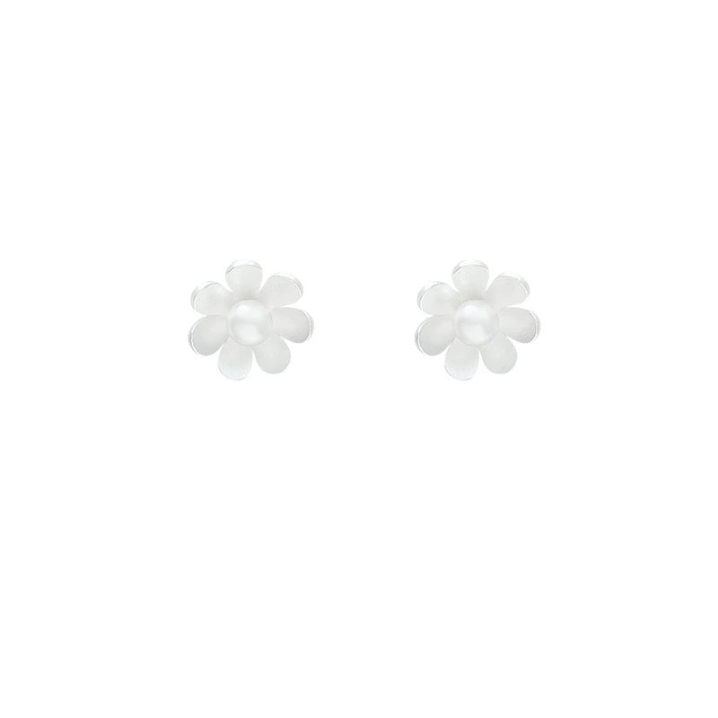 Niche style atmosphere retrostereo handmade brushed flower sunflower men's and women's earrings thick silver high quality earrings