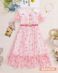 Girl's korean style floral print dress - chiffon casual new arrival  - mori girl style, pastoral print, cross-border hot seller, ready to ship