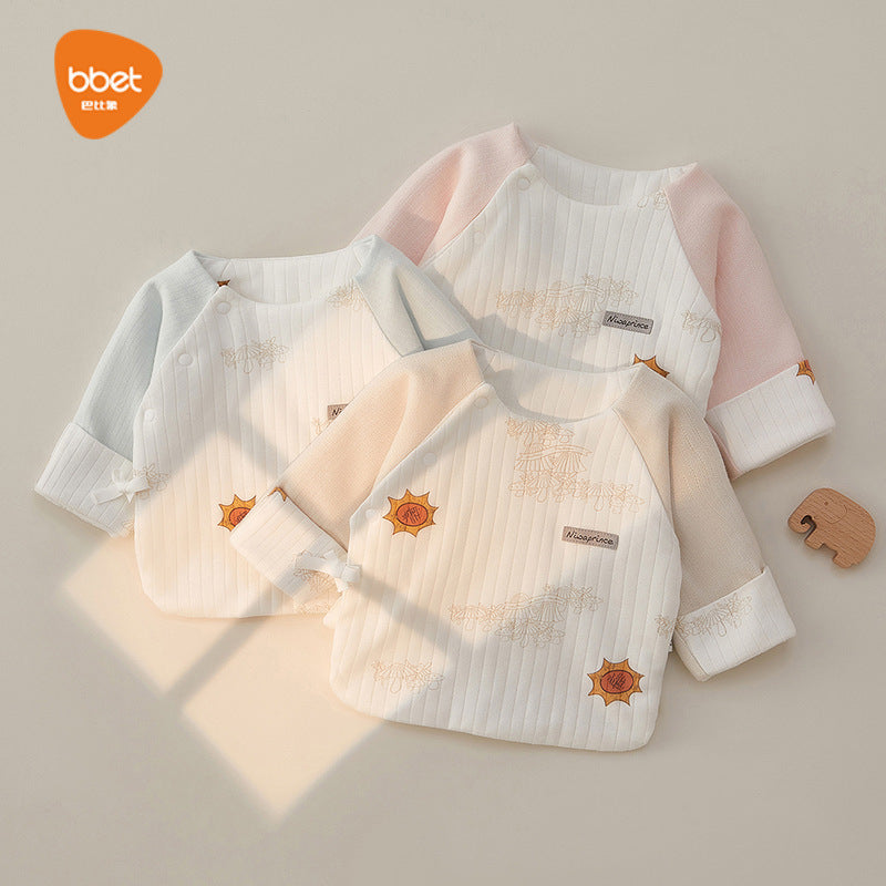 Babylon half-back romper - autumn/winter quilted top - infant & toddler clothing - warm monk suit - cute baby autumn outfit